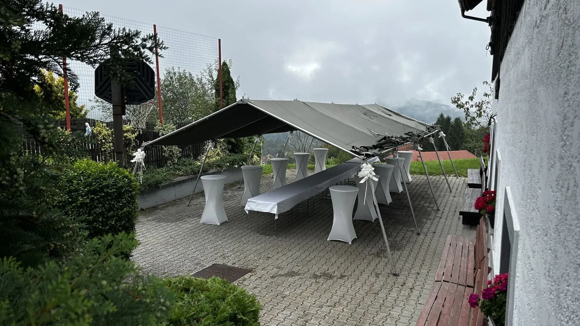 Tall bar tables by Miza Rent at an event in Ljubljana